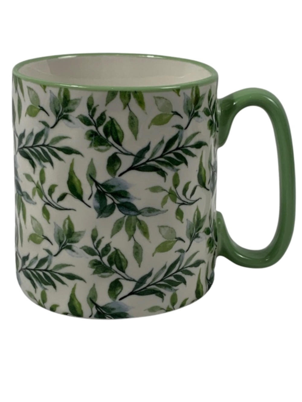 10 Strawberry Street Ceramic Mug with Green Leaf Design Boho